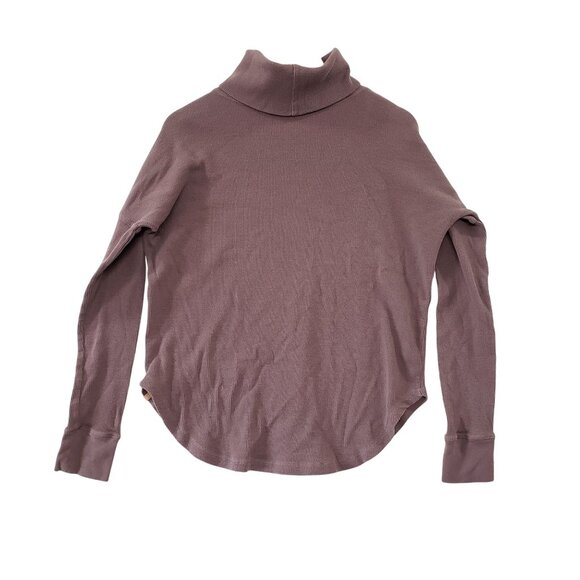 Ten Tree Womens Mauve Waffle Knit Turtleneck Long Sleeve Top Size M Sustainable - Picture 2 of 5